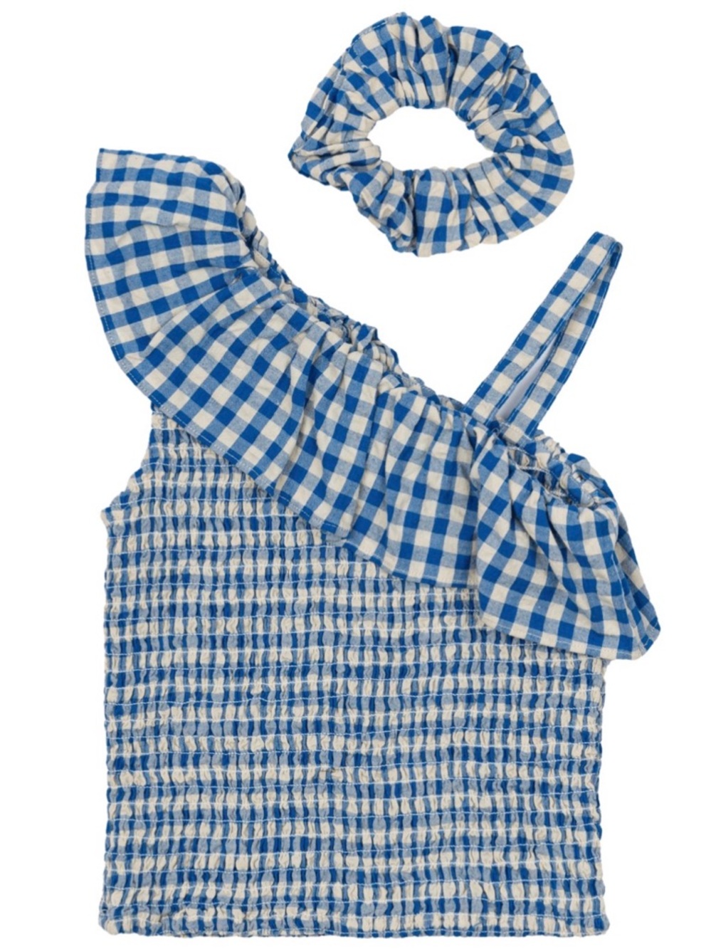 NWT girls ruched One-Shoulder Top with Scrunchie